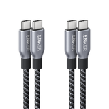 Anker Prime USB-C to USB-C Cable (240W, Upcycled-Braided, 2-Pack)