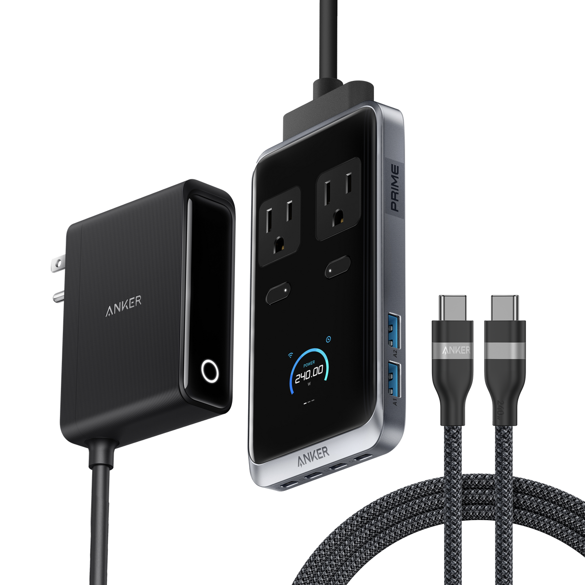 Anker Prime Charging Station (8-in-1, 240W) and USB-C to USB-C Cable (6 ft, 240W )
