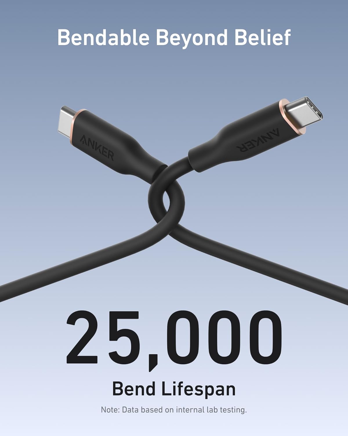 Anker <b>643</b> USB-C to USB-C Cable (Flow, Silicone, 240W, 2-Pack, Midnight Black)