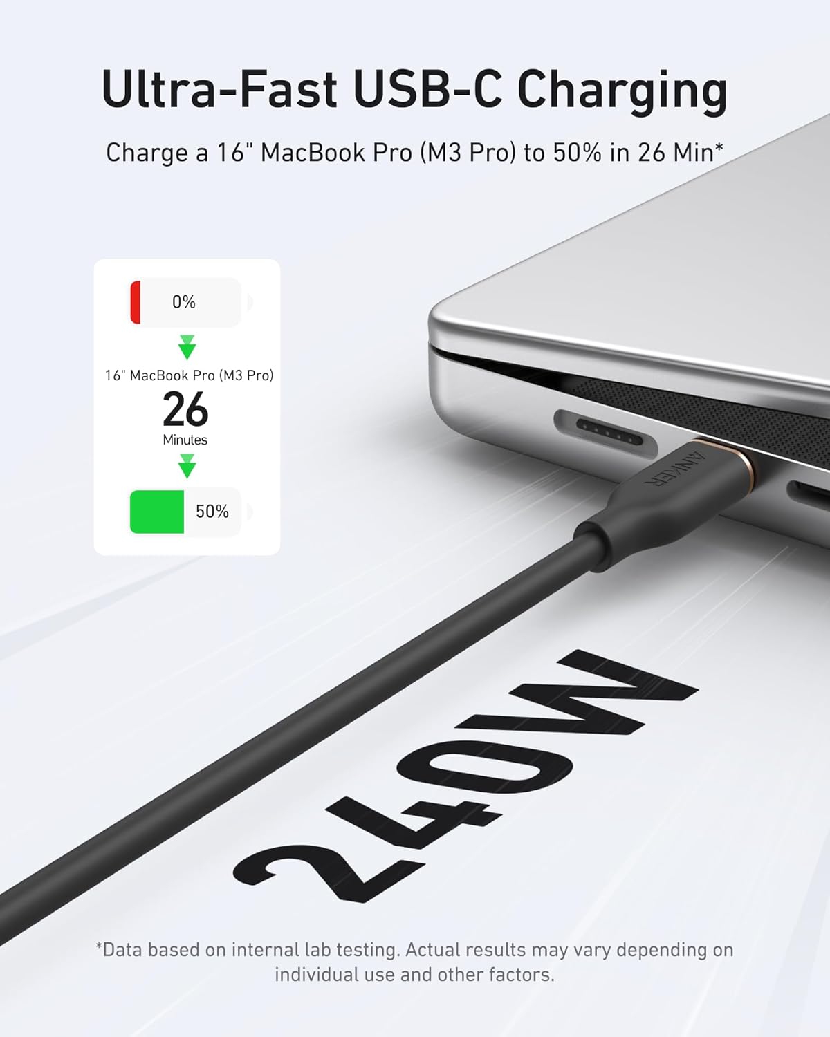 Anker <b>643</b> USB-C to USB-C Cable (Flow, Silicone, 240W, 2-Pack, Midnight Black)