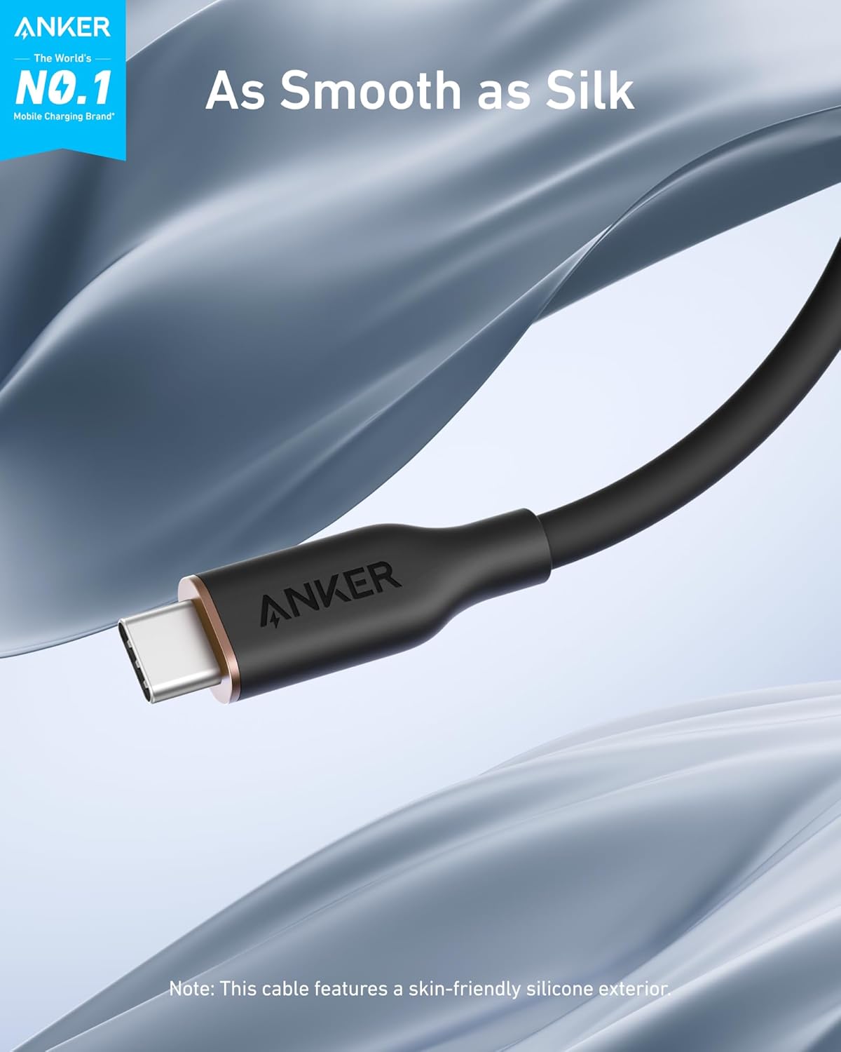 Anker <b>643</b> USB-C to USB-C Cable (Flow, Silicone, 240W, 2-Pack, Midnight Black)