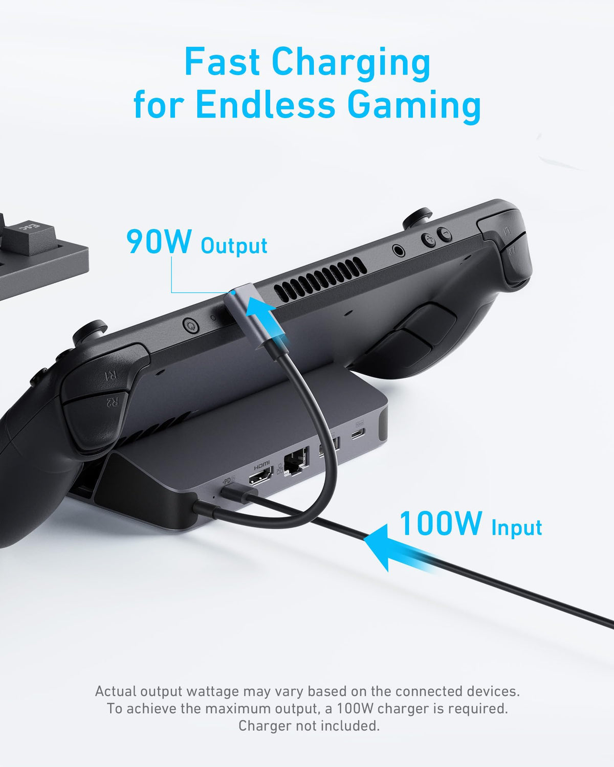 Anker with fast charging for gaming and 100W input