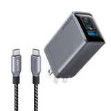 Anker Prime Charger (100W, 3 Ports, GaN) and Anker Prime USB-C to USB-C Cable (240W, Upcycled-Braided)