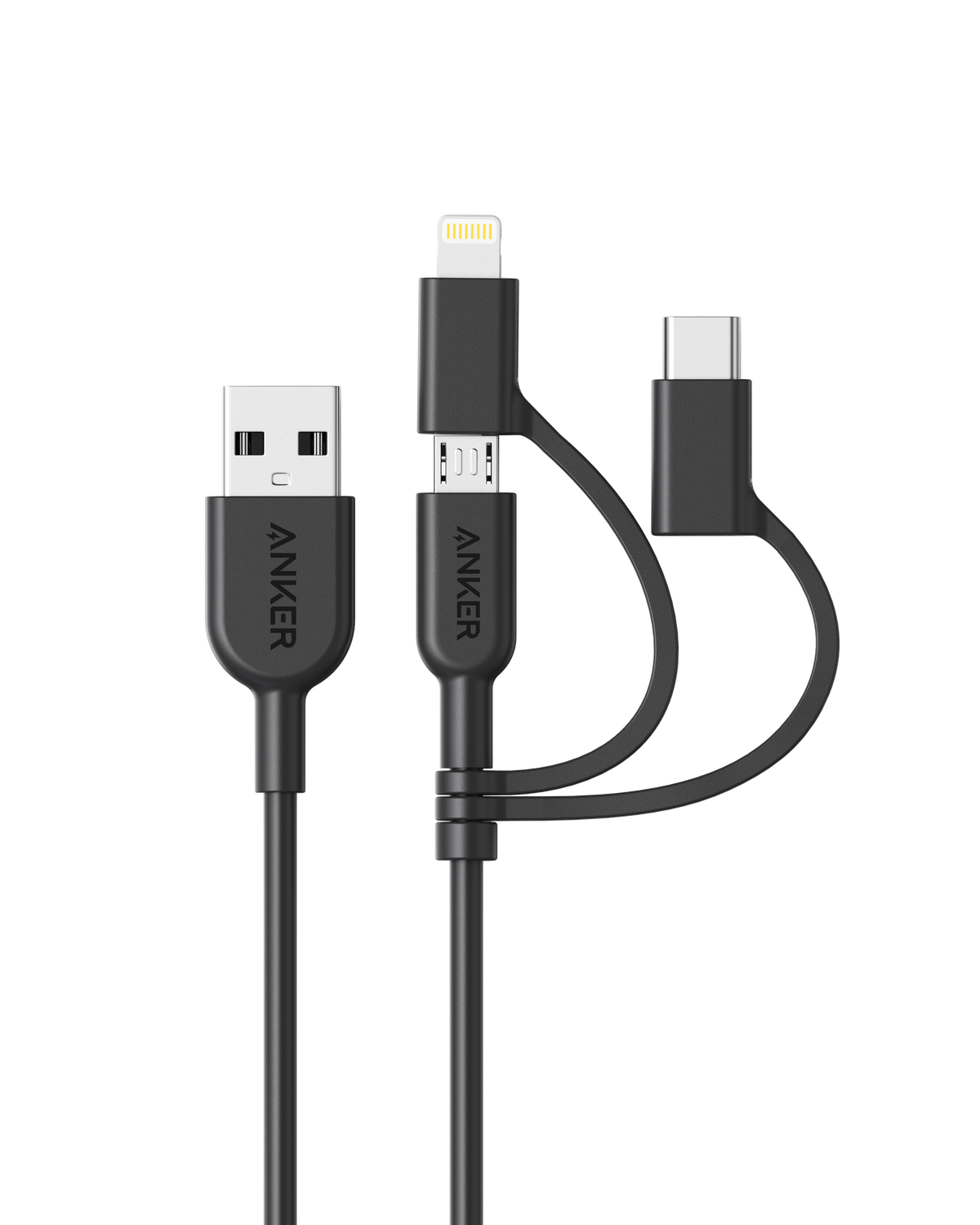 Anker charging cable with Lightning, USB-C for versatility