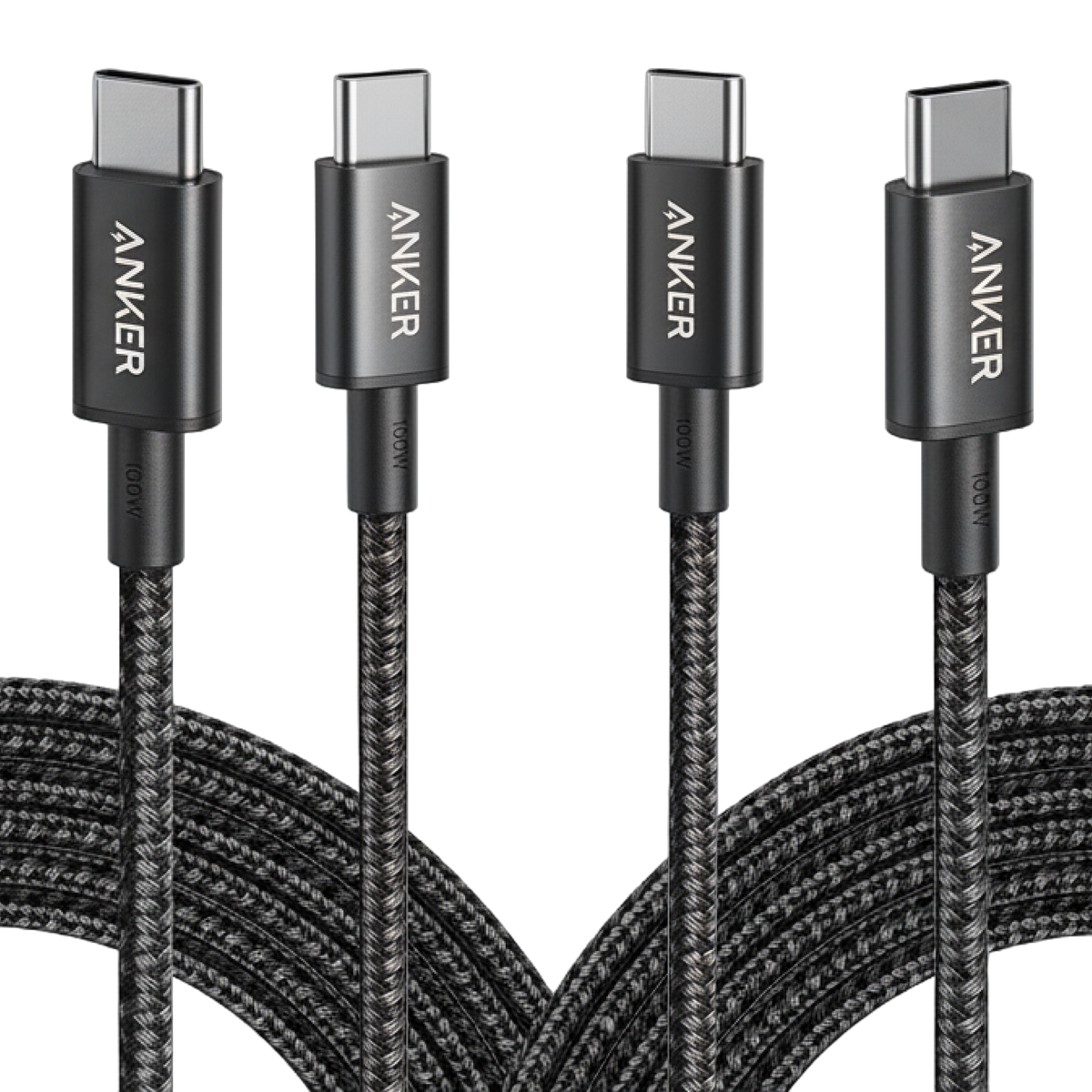 New Nylon USB-C to USB-C 100W Cable (10 ft, 2-Pack)