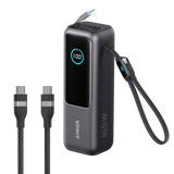 Bundle kit: Anker Laptop Power Bank (25K, 165W, Built-In and Retractable Cables) and Anker USB-C to USB-C Cable (6 ft, 240W, Upcycled-Braided)