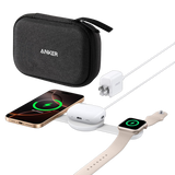 Anker MagGo Wireless Charging Station (3-in-1, Foldable Pad, Aurora White, with Travel Case & Adapter)