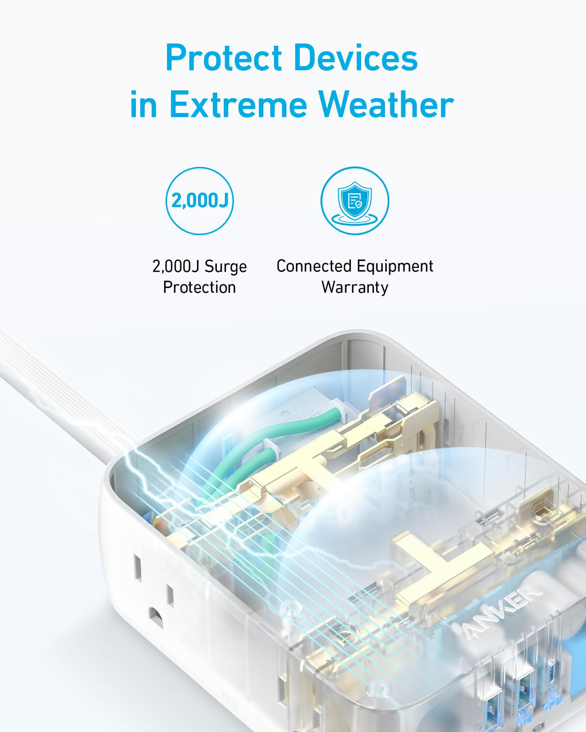 Anker surge protector with 2000J protection for extreme weather