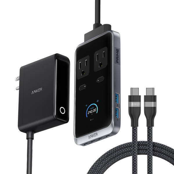 Anker Prime Charging Station (8-in-1, 240W) and USB-C to USB-C Cable (6 ft, 240W )