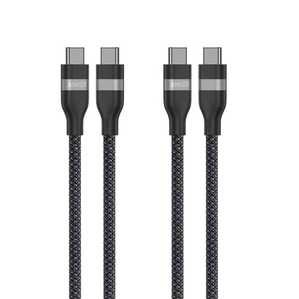 Anker USB-C to USB-C Cable (3 ft / 6 ft, 240W, Upcycled-Braided, 2-Pack)