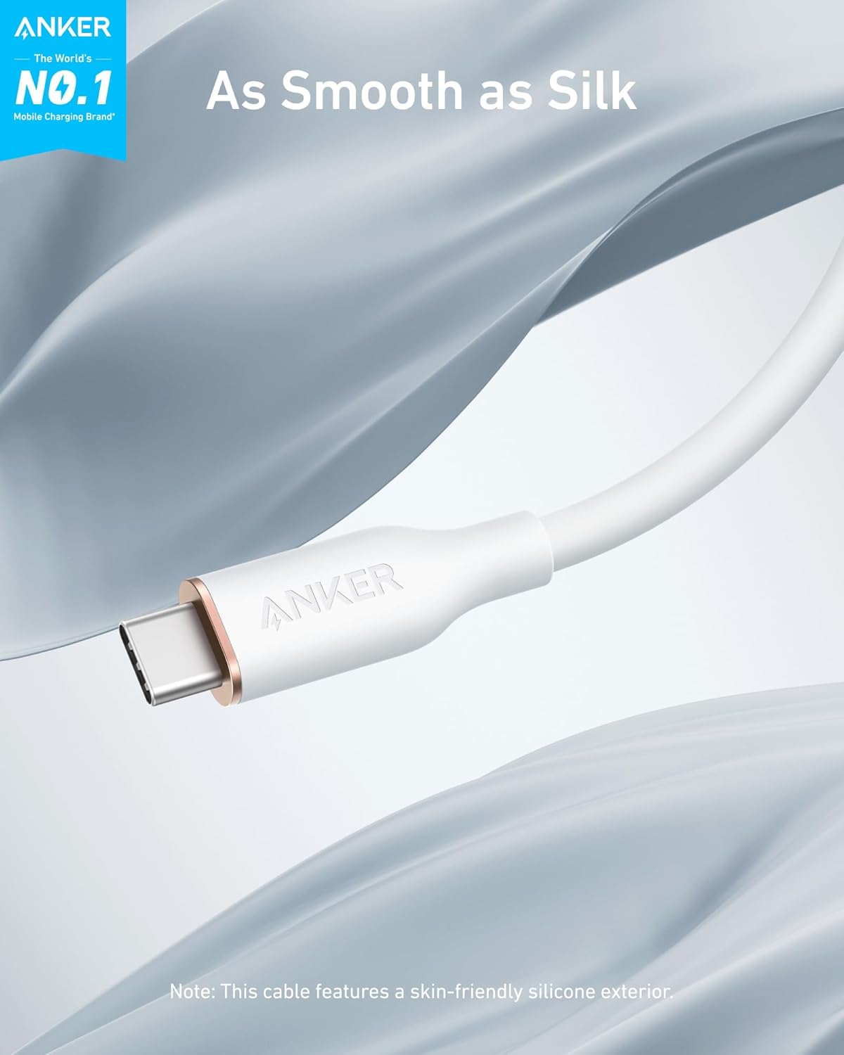 Anker <b>643</b> USB-C to USB-C Cable (Flow, Silicone, 240W, 2-Pack, Midnight Black)