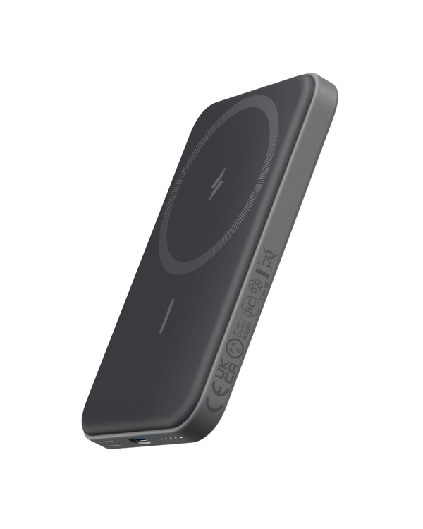 Anker wireless power bank with charging icons and smooth curve
