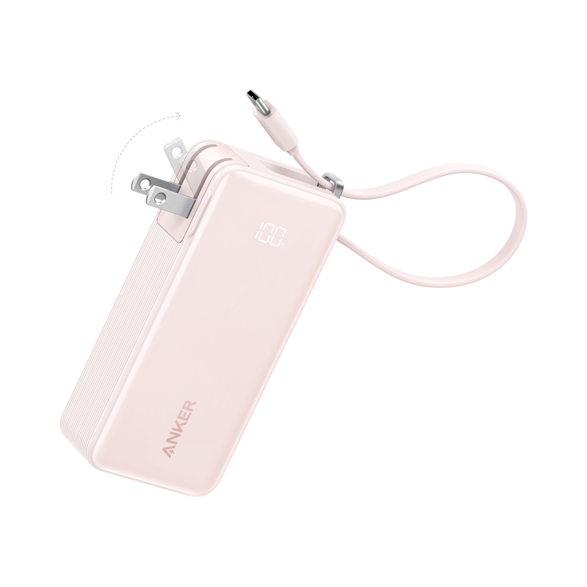 Anker with pink charger and digital display.