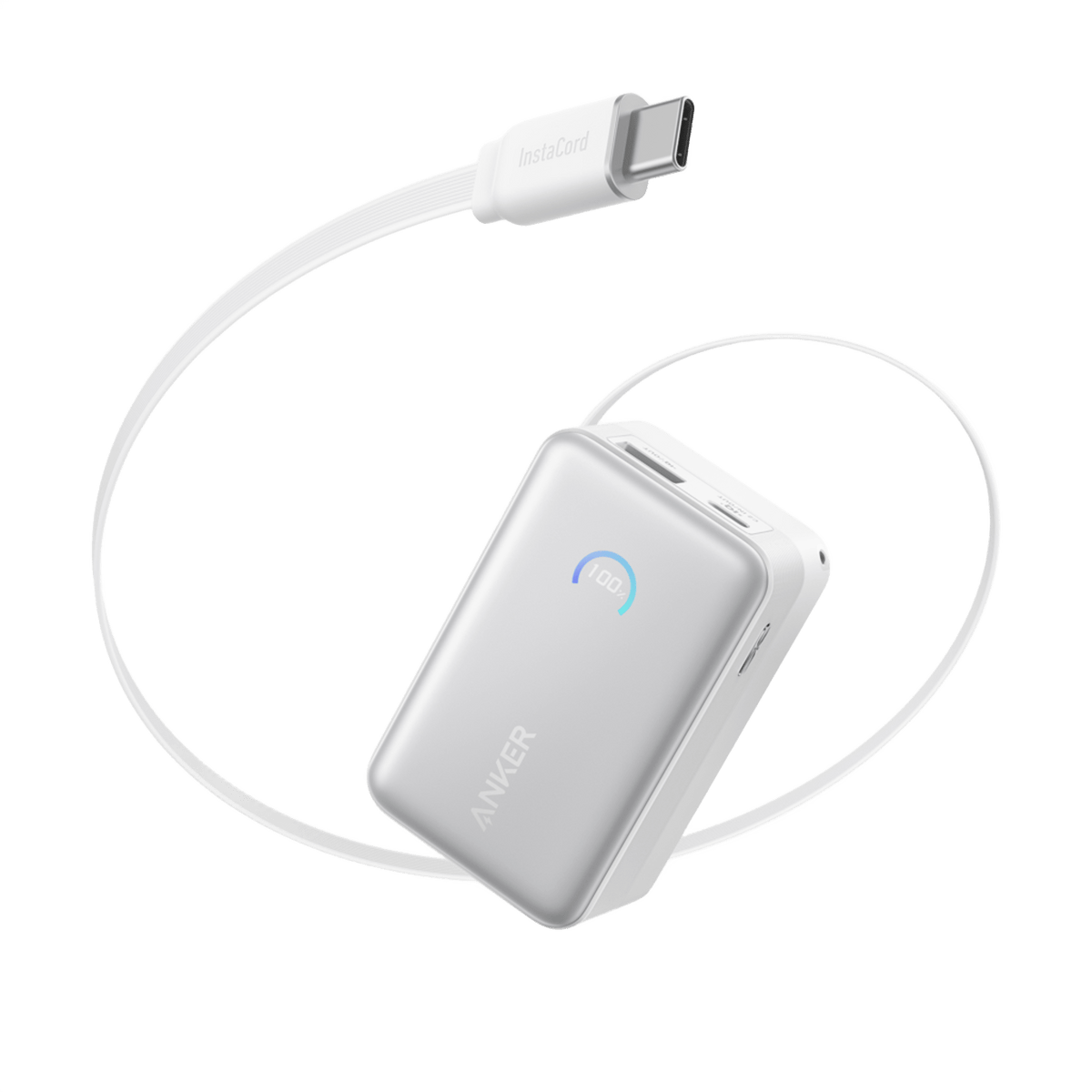 Anker power bank with built-in charging cable for easy portability