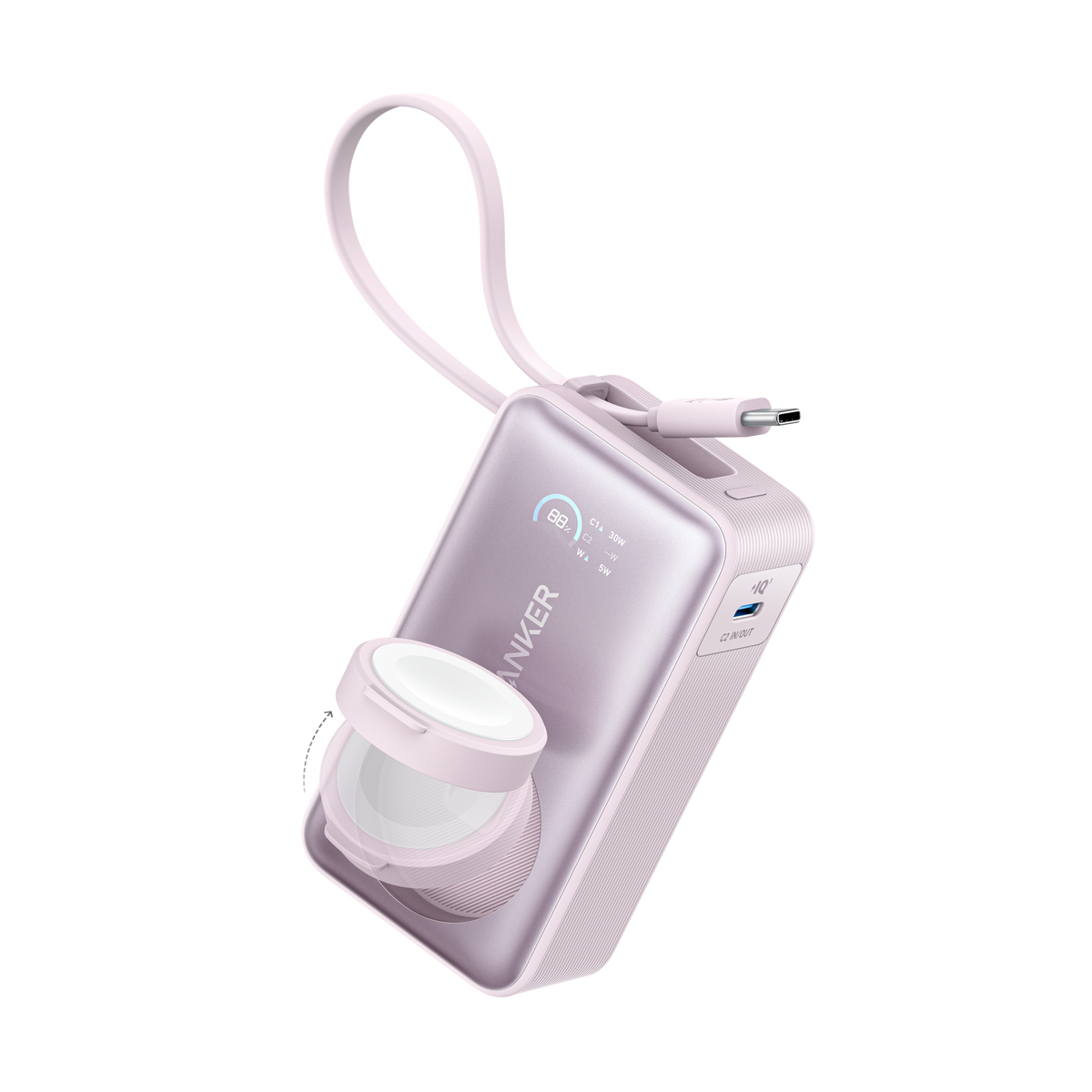 Anker pastel charger with rotating magnetic watch stand for USB-C output