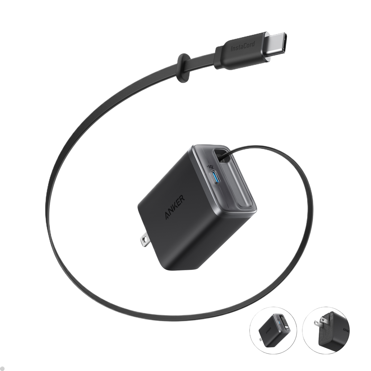 Anker charger with InstaCord for fast, flexible charging