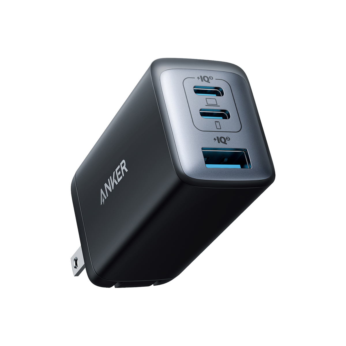 Anker  black wall charger with two USB-C and one USB-A ports