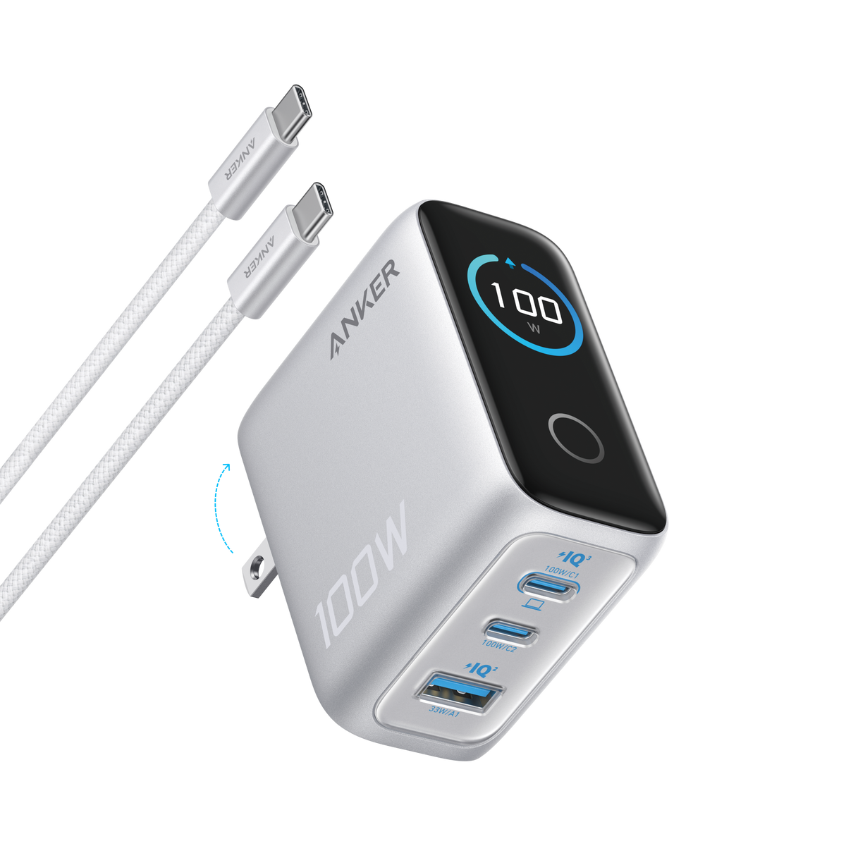 Anker 100W charger with power display for fast charging
