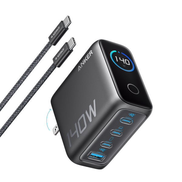 Anker 140W charging cube with dual USB-C cables