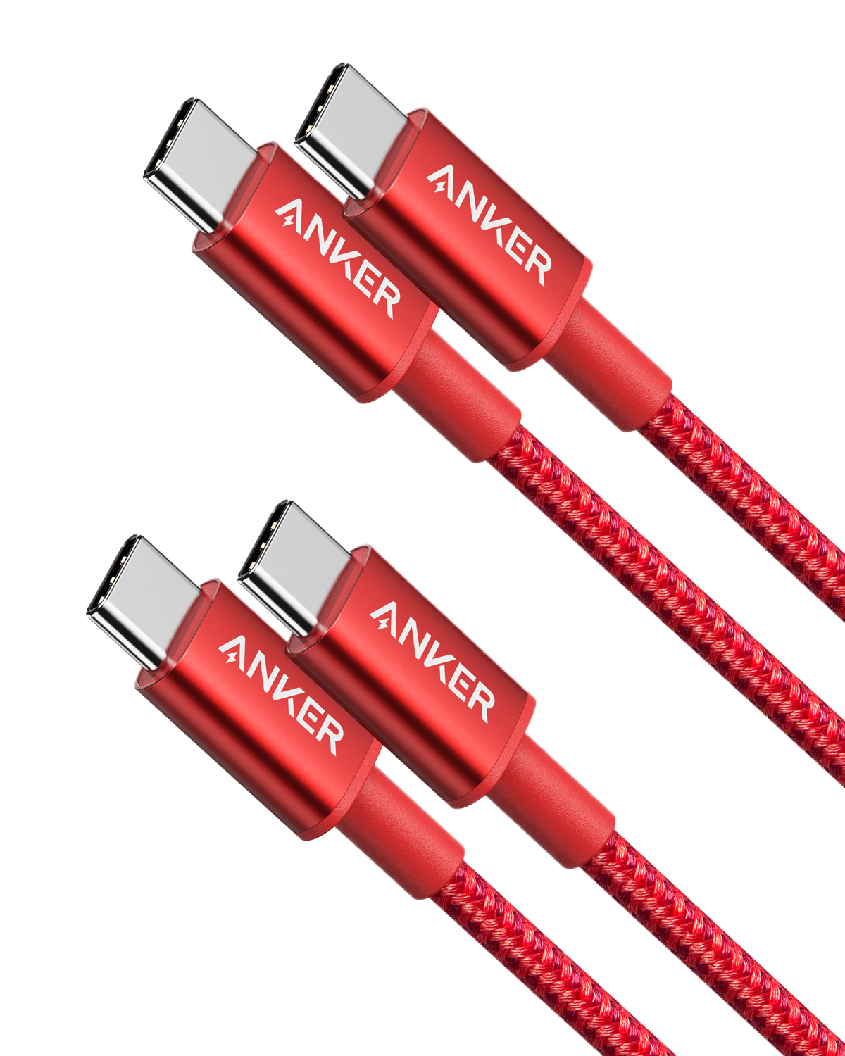 Anker red USB-C cable with sleek braided design