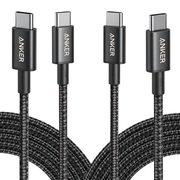New Nylon USB-C to USB-C 100W Cable (10 ft, 2-Pack）