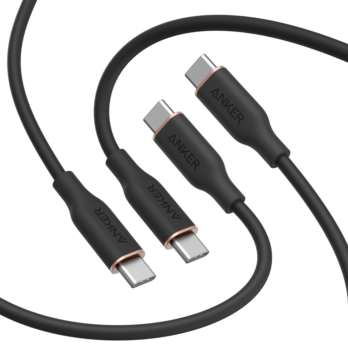 Anker <b>643</b> USB-C to USB-C Cable (Flow, Silicone, 240W, 2-Pack, Midnight Black)