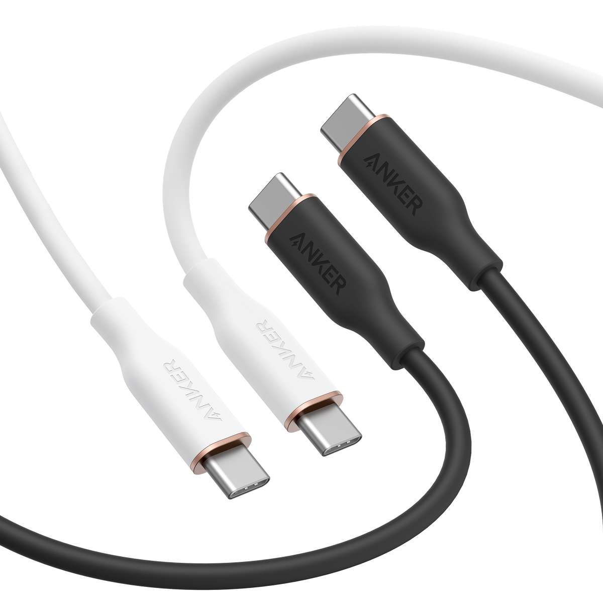Anker <b>643</b> USB-C to USB-C Cable (Flow, Silicone, 240W, 2-Pack, Midnight Black)