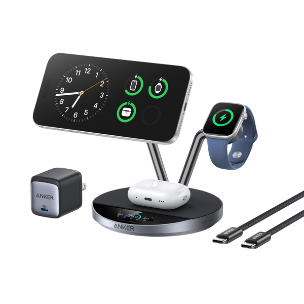 Anker charging station with wireless charging for phone, watch, and earbuds