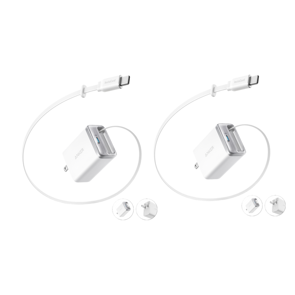 Anker Nano Charger (35W, Built-In Retractable USB-C Cable) —2- Pack