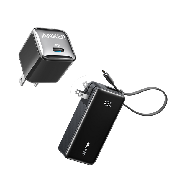 Bundle kit: Anker Power Bank (10K, Fusion, Built-In USB-C Cable)and Anker Nano Charger (20W)