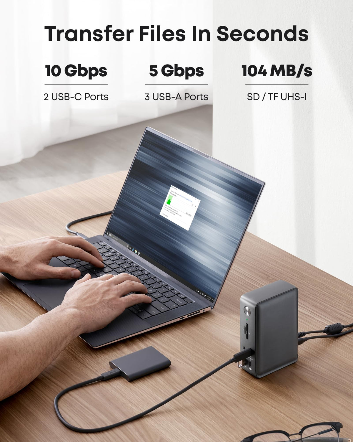 Anker <b>575</b> USB-C Docking Station (13-in-1) and New Nylon USB-C to USB-C 100W Cable (10 ft)
